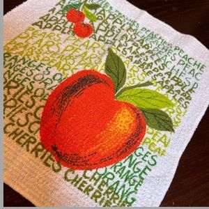 Vintage print washcloth apples cherries pears Retro print towel terrycloth towel